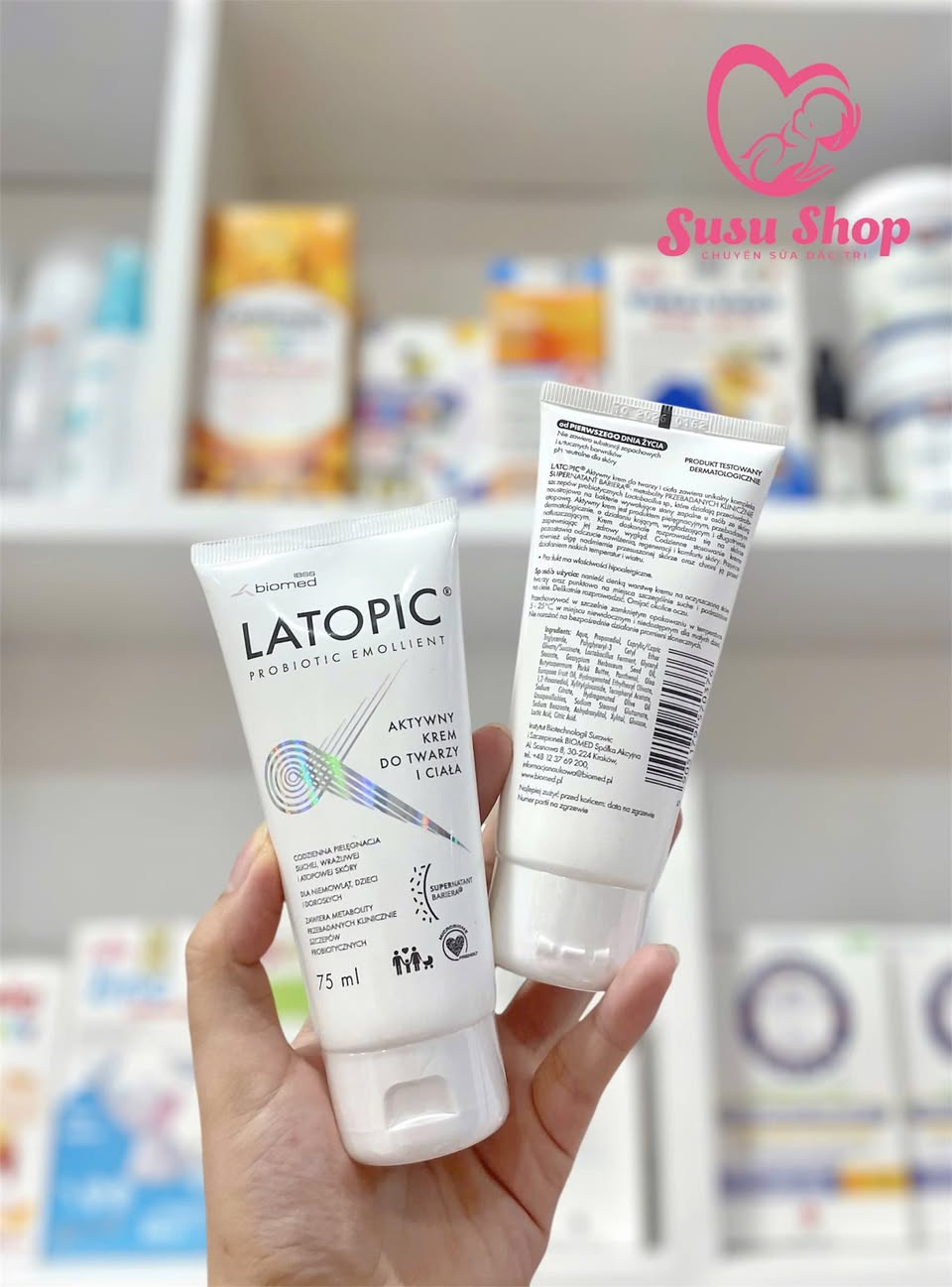 Kem bôi Latopic Probiotic Emollient Active Face and Body Cream
